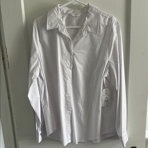 NWT - White Button Down Blouse Long Sleeve Size XL